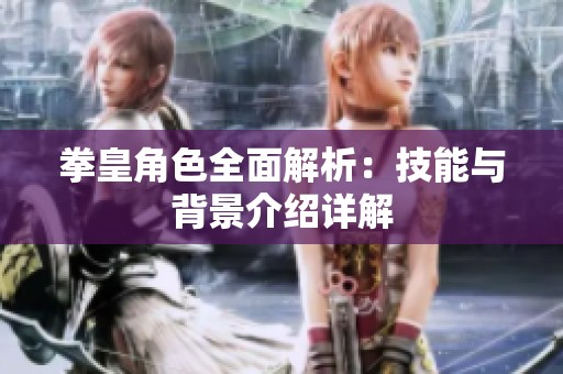 拳皇角色全面解析：技能与背景介绍详解
