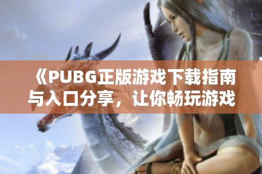 《PUBG正版游戏下载指南与入口分享，让你畅玩游戏》